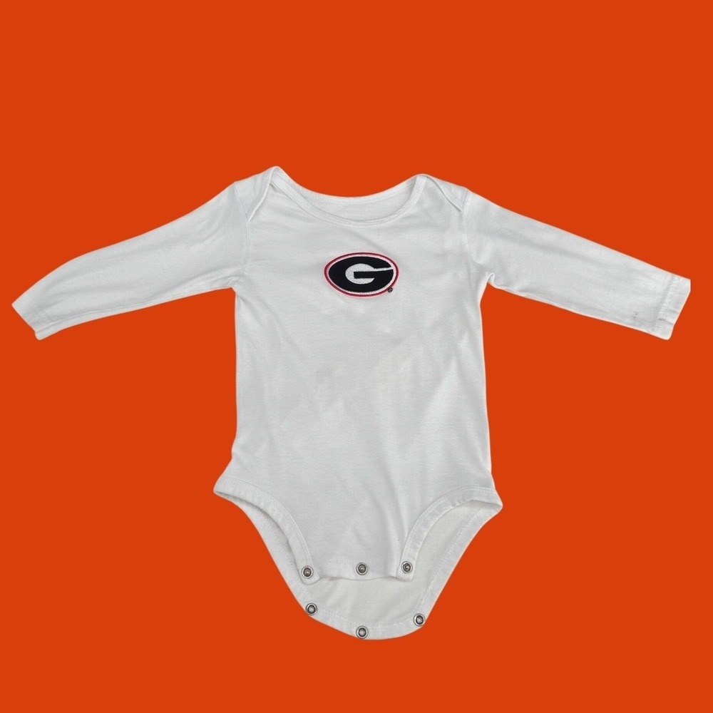 Creative Knitwear Georgia Bulldogs Logo Long Sleeve Cotton Bodysuit 6-9 Months